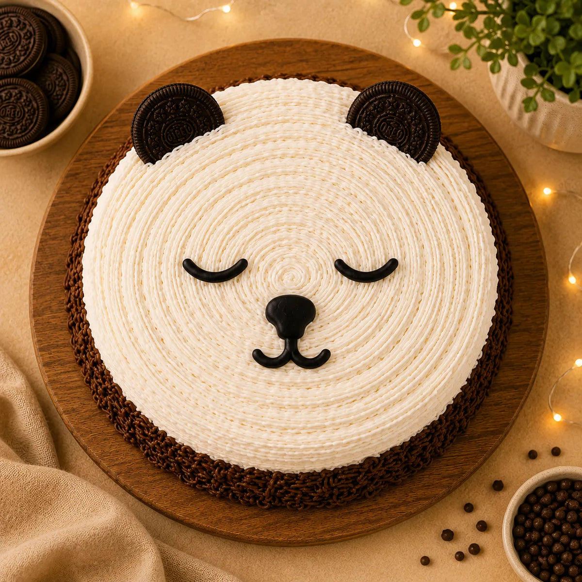Cute Panda Chocolate Semi-Fondant Cake