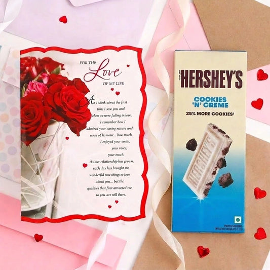 For The Love Of My Life Greeting Card With Chocolate