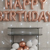 Rose Gold Happy Birthday Wall Decor with Fairy Lights