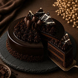 Fudge Brownie Walnut Truffle Cake