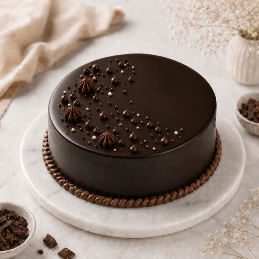 8 Red Roses With Eggless Chocolate Cream Cake