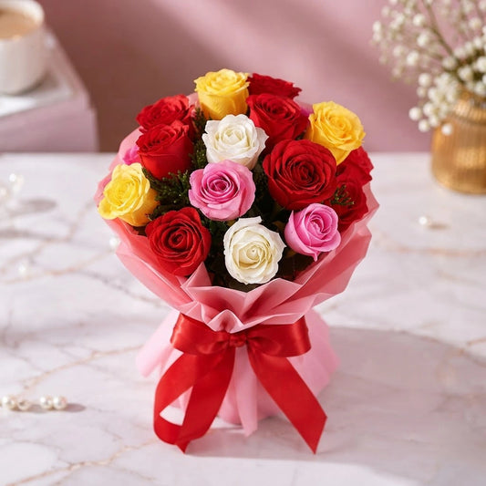 Mixed Colour Roses Bouquet