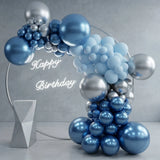 Royal Blue Chrome Ring Arch with Neon Birthday Sign