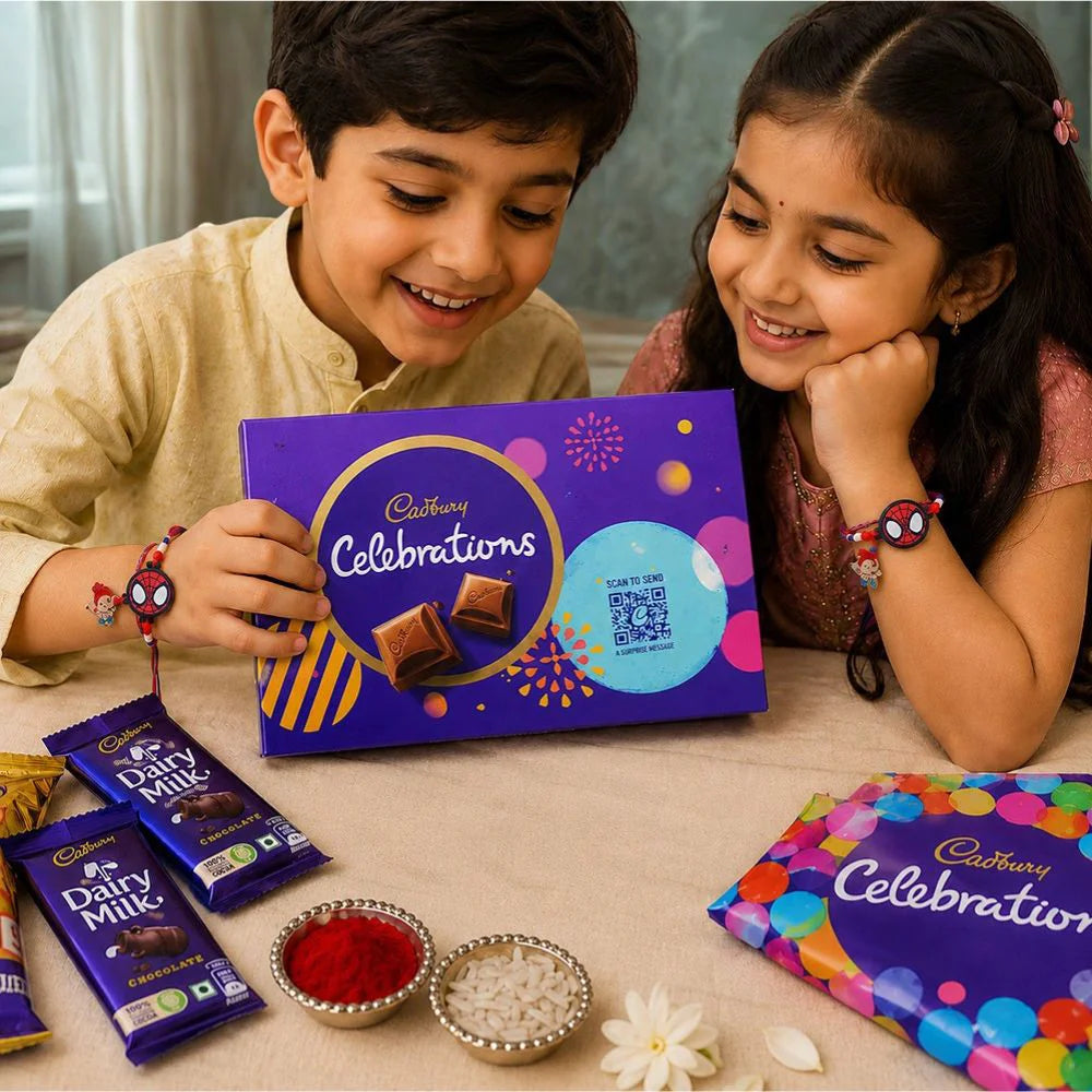 Set Of 2 Spiderman Rakhi with Cadbury Celebrations | Kids Rakhi Combo