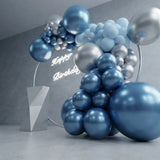 Royal Blue Chrome Ring Arch with Neon Birthday Sign
