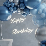 Royal Blue Chrome Ring Arch with Neon Birthday Sign
