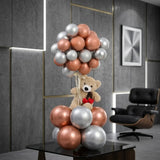 Rose Gold Teddy Balloon Stand Decor