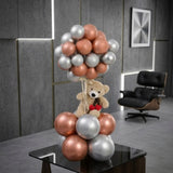 Rose Gold Teddy Balloon Stand Decor