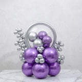 Purple & Silver Ring Balloon Stack Decor