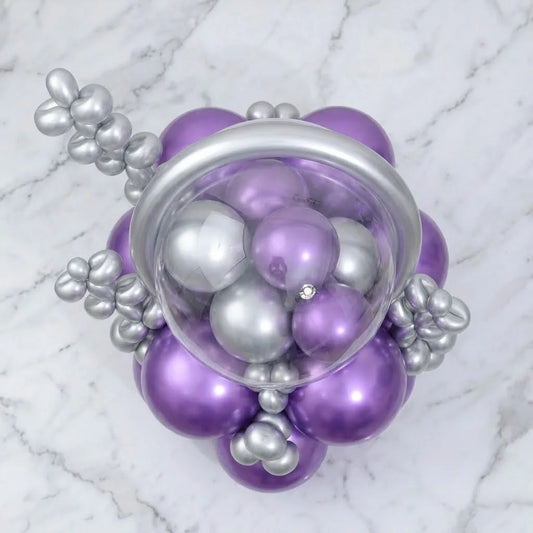 Purple & Silver Ring Balloon Stack Decor