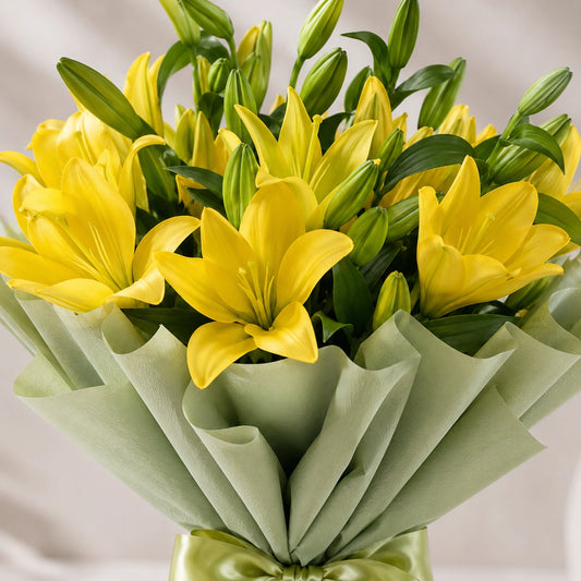 8 Yellow Asiatic Lilies Bunch