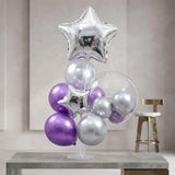 Purple & Silver Star Bobo Balloon Stand