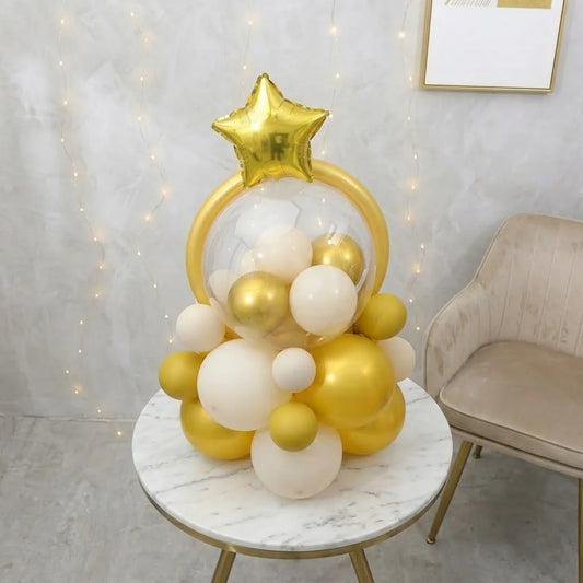 Golden Ring Bobo Balloon Stack Decor