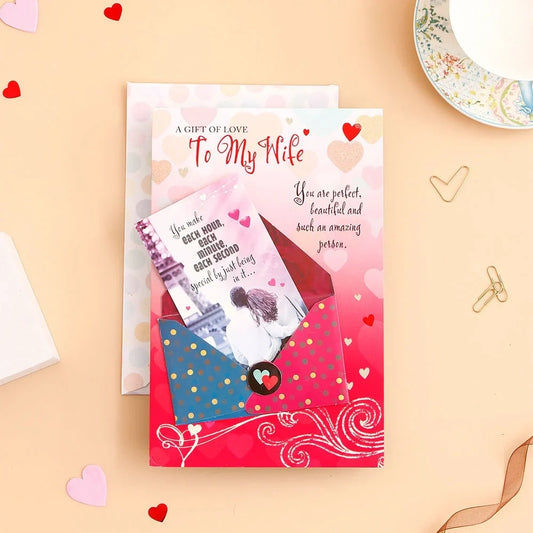 A Gift Of Love To My Wife Greeting Card With Chocolate