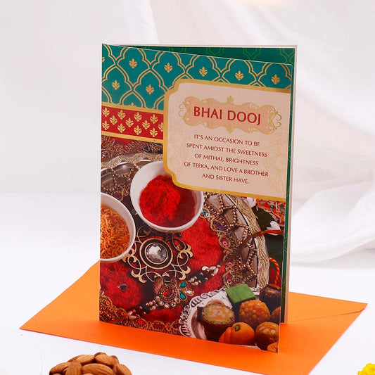Warm Wishes Bhai Dooj Greeting Card with Dry Fruits