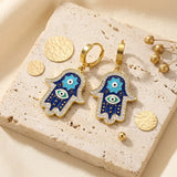 Blue Hamsa Hand Charm Drop Earrings | Stupid Cupid