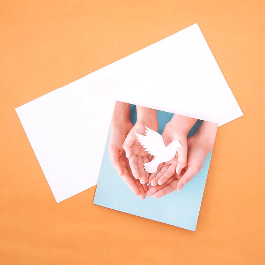 Pack of 50 Dove in Hands Greeting Card