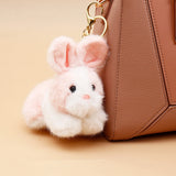 Fluffy Pink Bunny Rabbit Plush Keychain