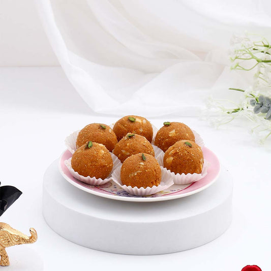 Elephant Diya Holder with Besan Ladoo