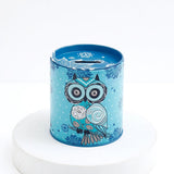 Boho Teal Owl Tin Money Box