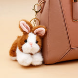Brown Fluffy Rabbit Plush Keychain
