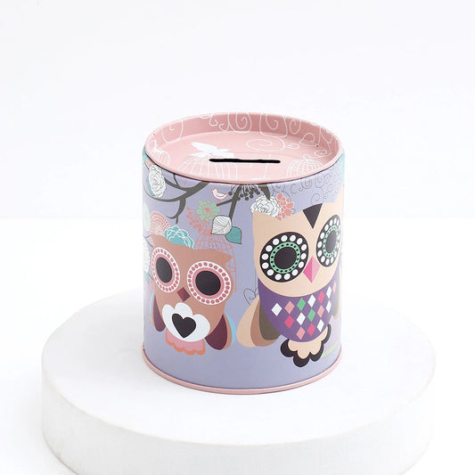 Duo Owl Lavender Tin Money Box