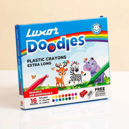 Luxor Doodles Plastic Crayons Extra Long