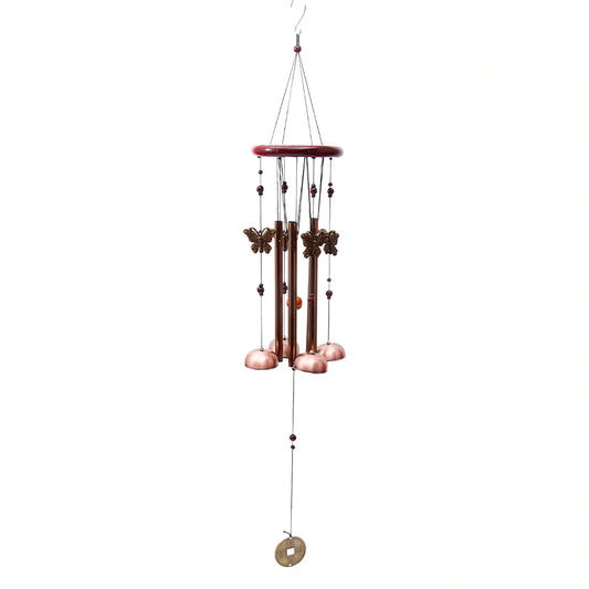 Copper Bell Wind Chime with Butterfly Charms