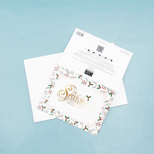 Pack of 50 Season's Greetings Holly Border Greeting Card