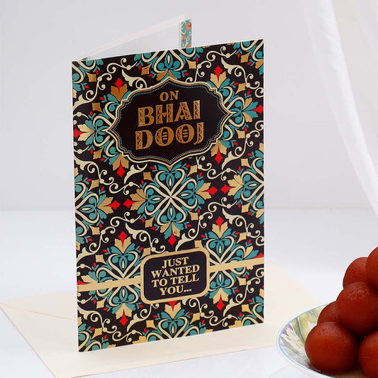 Loving Wishes Bhai Dooj Greeting Card with Gulab Jamun