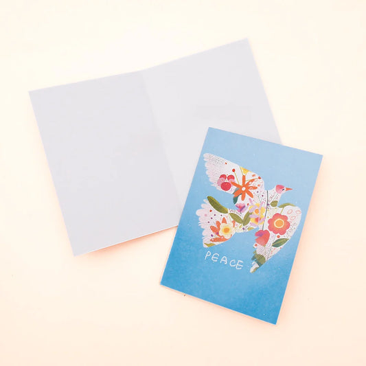Pack of 50 Floral Peace Dove Blue Greeting Card