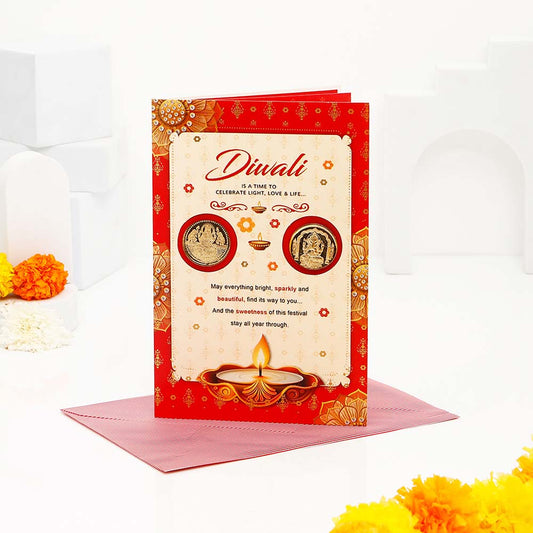 Delightful Ferrero Chocolate and Diya with Greeting Card Gift Set
