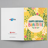 Happy Birthday Beautiful Floral Personalised Greeting Card