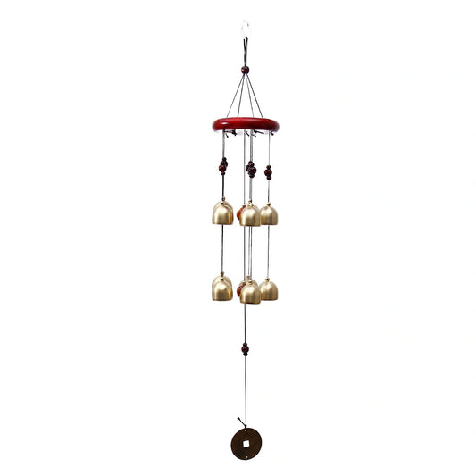 Brass Bell Wind Chime with Coin Pendant