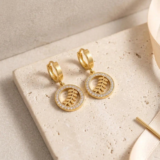 Golden Olive Branch Hoop Earrings | Stupid Cupid