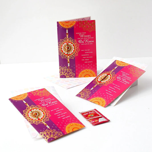 Pack Of 3 Sacred Rakhi Best Wishes Greeting Card With Envelope