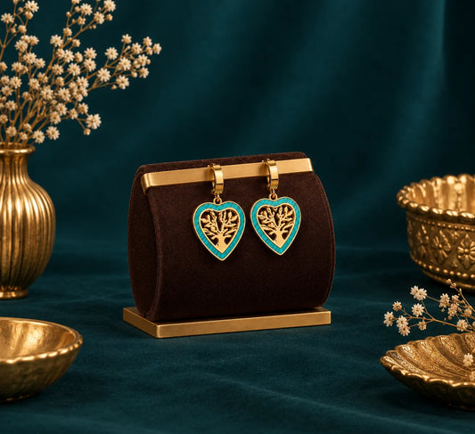 Teal Tree of Life Heart Hoop Earrings | Stupid Cupid