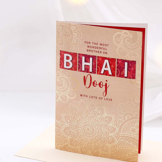 Wonderful Brother Bhai Dooj Greeting Card with Dry Fruits