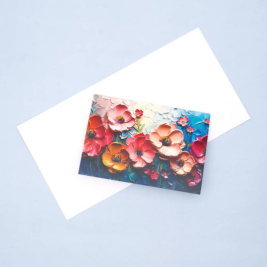 Pack of 50 Textured Floral Art Greeting Card