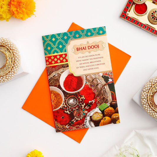 Warm Wishes Bhai Dooj Greeting Card with Rasgulla