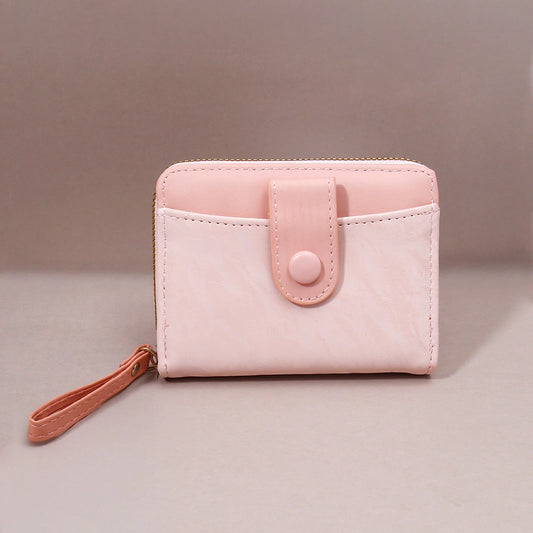 Pink Two-Tone Zip-Around Wallet with Wristlet Strap