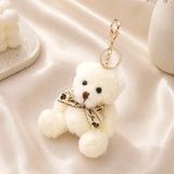 White Teddy Bear Keychain With Perfume and Ferrero Rocher