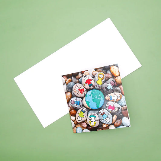 Pack of 50 Painted Pebbles Earth Greeting Card