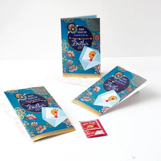 Pack Of 3 Friend For Life Rakhi with Greeting Card With Envelope