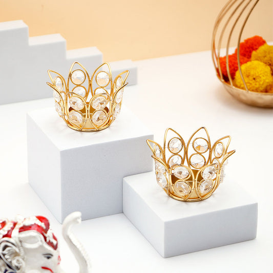 Handcrafted Lotus Diya Set of 2 with Dodha Barfi