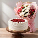 Red Velvet Cake with Floral Blooms