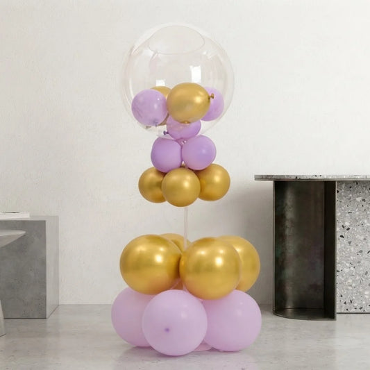 Purple & Gold Bobo Balloon Stand Decor