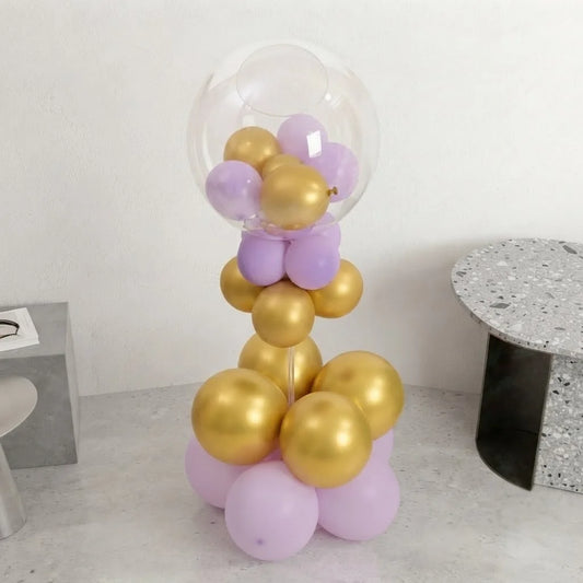 Purple & Gold Bobo Balloon Stand Decor