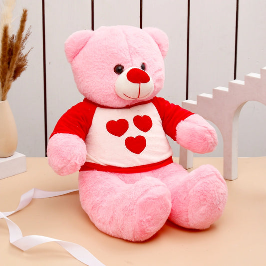 Cuddly Pink Teddy Bear in T-Shirt