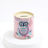 Boho Owl Pink Ornate Tin Money Box